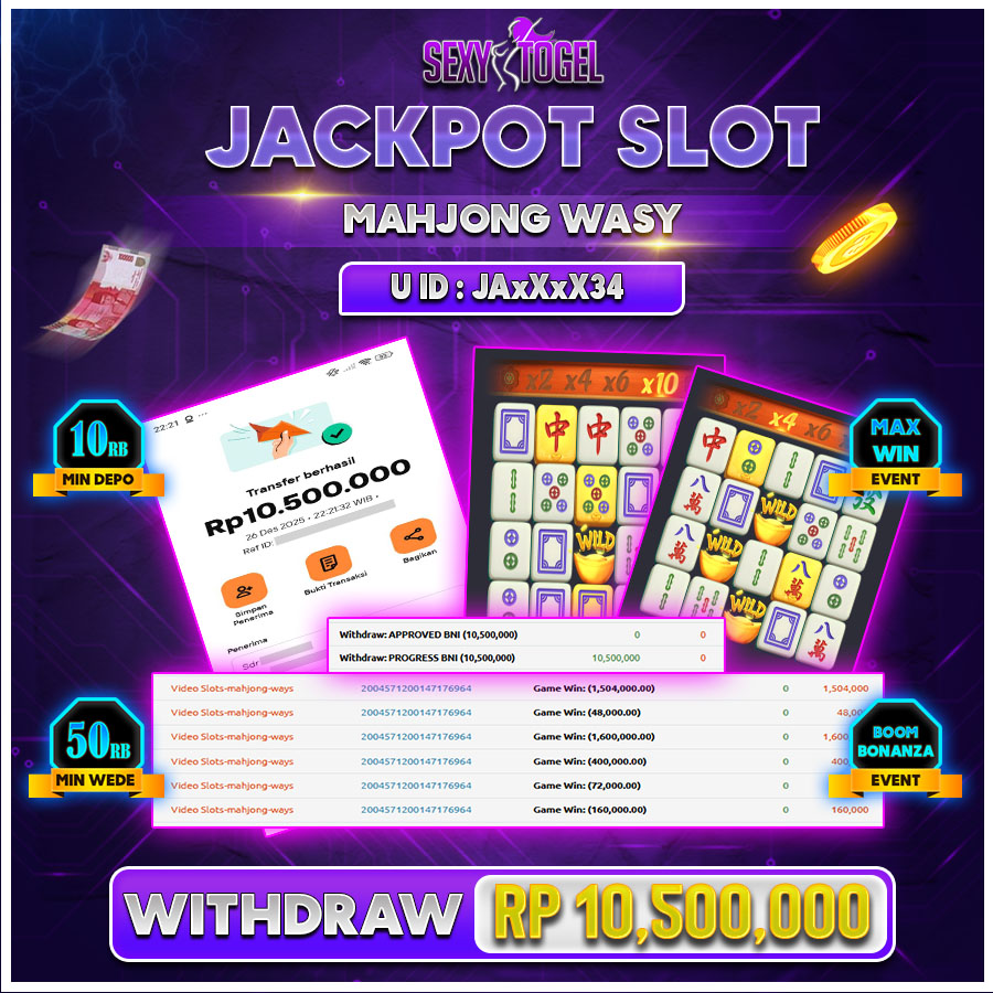 SEXYTOGEL JACKPOT SLOT MAHJONG WAYS.Rp.10.500.000.,-LUNAS